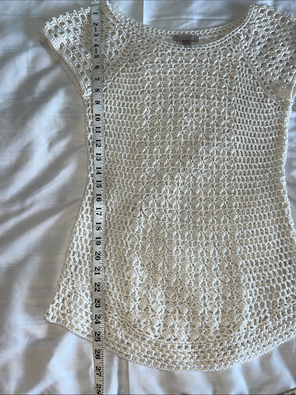 DB Crochet Short Sleeve Top - Cream S - Picture 6 of 8